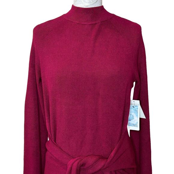 New L-Space Leona Sweater Mock Neck Dress Side Slits Cabernet Women's Small NWT - Picture 7 of 12
